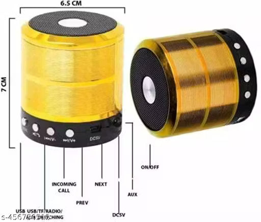 MLA VA WORLD WS-887 Mini Bluetooth Wireless Speaker,TF-Card Supported (Assorted Colour)