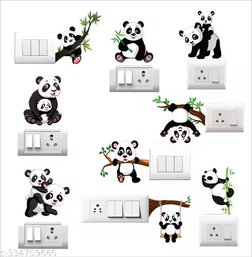 Cute Panda Switch Board Sticker 9 Set