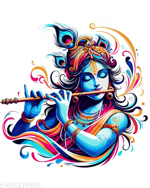 RNG GRAPHICS Pvc Vinyl Little Krishna Wall Sticker,Krishna Wall Sticker,Wall Stickers Krishna,Wall Stickers for Living Room,Multicolor,58 cm x 58 cm,Pack of 1