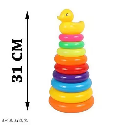 9 Ring Colorful Teddy Junior Rings with Smiley Stacking Play Set Toy for Kids 6 Month to 2 Year Baby's
