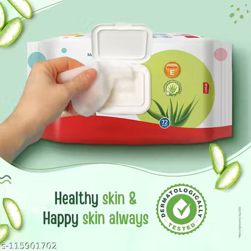 LuvLap Baby Moisturising Wipes with Aloe Vera, (72 wipes/pack with Lid Pack of 2)