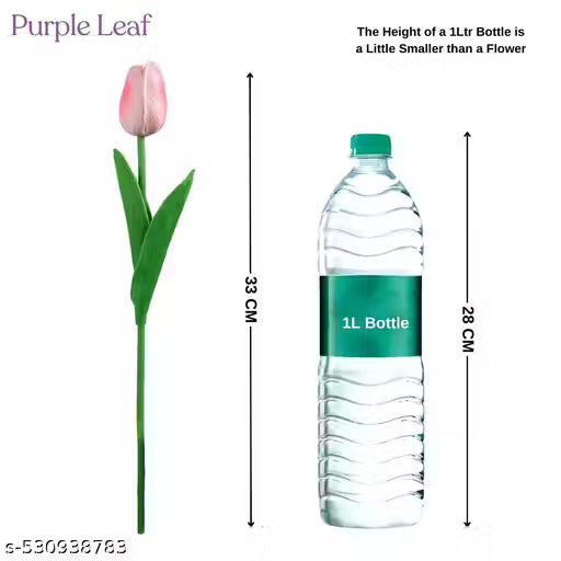 Purple Leaf 6PCS Artificial Pink Tulip Flower Sticks for Home Decor, Wedding Decorations, Living Room, Bedroom, Vase Arrangement, Table Centerpiece, DIY Crafts, Festive Decor, Party Styling, Office Desk, and Gift Purposes