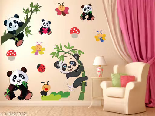 Beautiful Panda set Wall Sticker For Kids room ( 136 cm x 130 cm )