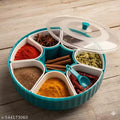 360° Rotating Masala Box for Kitchen | 7 Compartment Airtight Spice Organizer with Spoon | Plastic Masala Dabba for Indian Kitchen