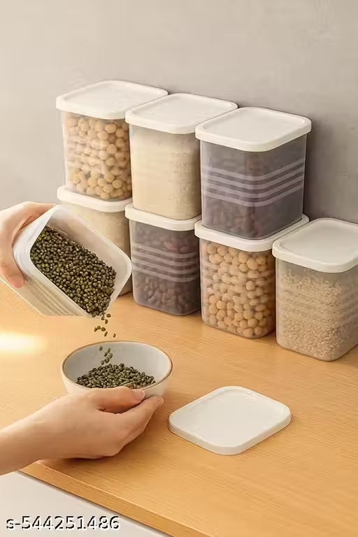Fridge Storage Boxes (Pack of 6) Freezer & Refrigerator Organizer Containers Kitchen Storage Container Set Kitchen Accessories Items for Home 800 ml Food Storage Box, Plastic, White