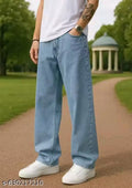 Light Blue Straight Fit Jeans For Men And Boys