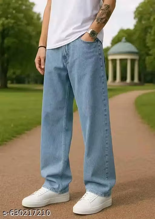 Light Blue Straight Fit Jeans For Men And Boys